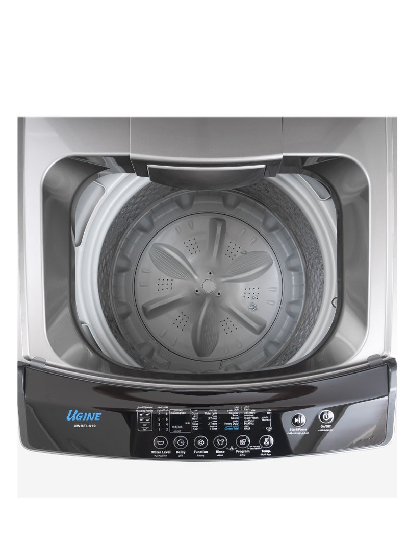 UGINE - Ugine Top Load Automatic Washing Machine, 10 KG, Silver - UWMTLN10S - Image 1