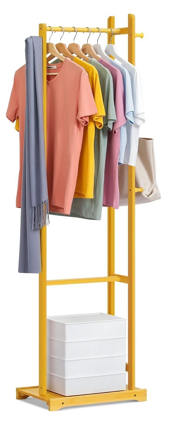 ginoya brothers Ginoya brothers Wooden Coat Rack and Shoe Rack, Entryway Coat Rack Hallway Bench Storage Organizer with Hooks for Living Room,Bedroom,Office. (92-4 Beige) - Image 1