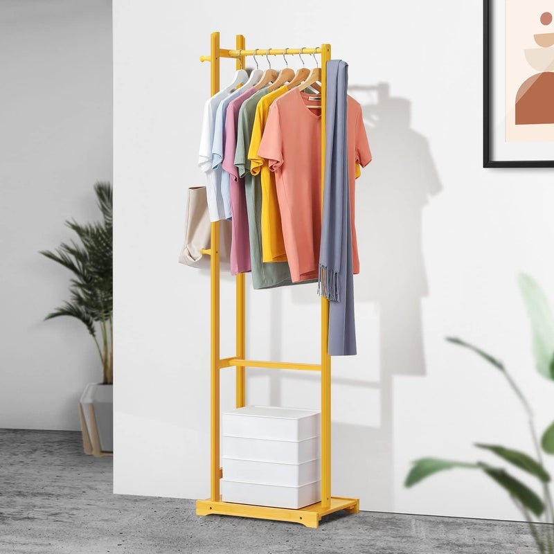 ginoya brothers Ginoya brothers Wooden Coat Rack and Shoe Rack, Entryway Coat Rack Hallway Bench Storage Organizer with Hooks for Living Room,Bedroom,Office. (92-4 Beige) - Image 2