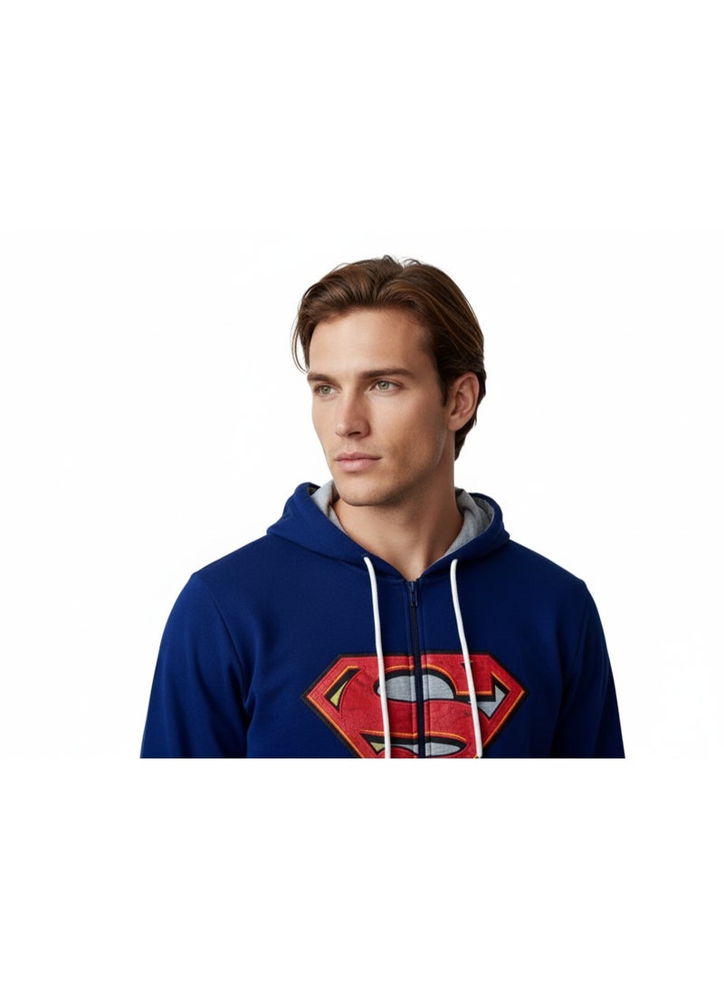 SUPERMAN HOODY MENS SUPERMAN PRINT WITH ZIPPER  L/S HT - Image 3
