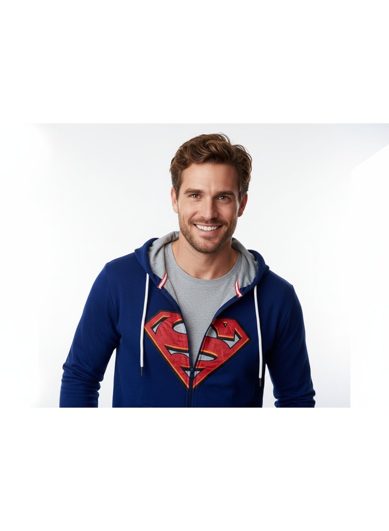 SUPERMAN HOODY MENS SUPERMAN PRINT WITH ZIPPER  L/S HT - Image 1