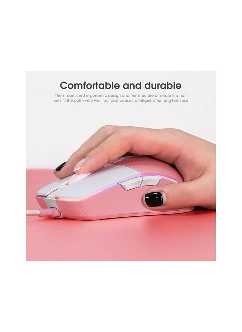 onikuma ONIKUMA CW916 Gaming Mouse – 7,200 DPI (Pink White)  - Image 4