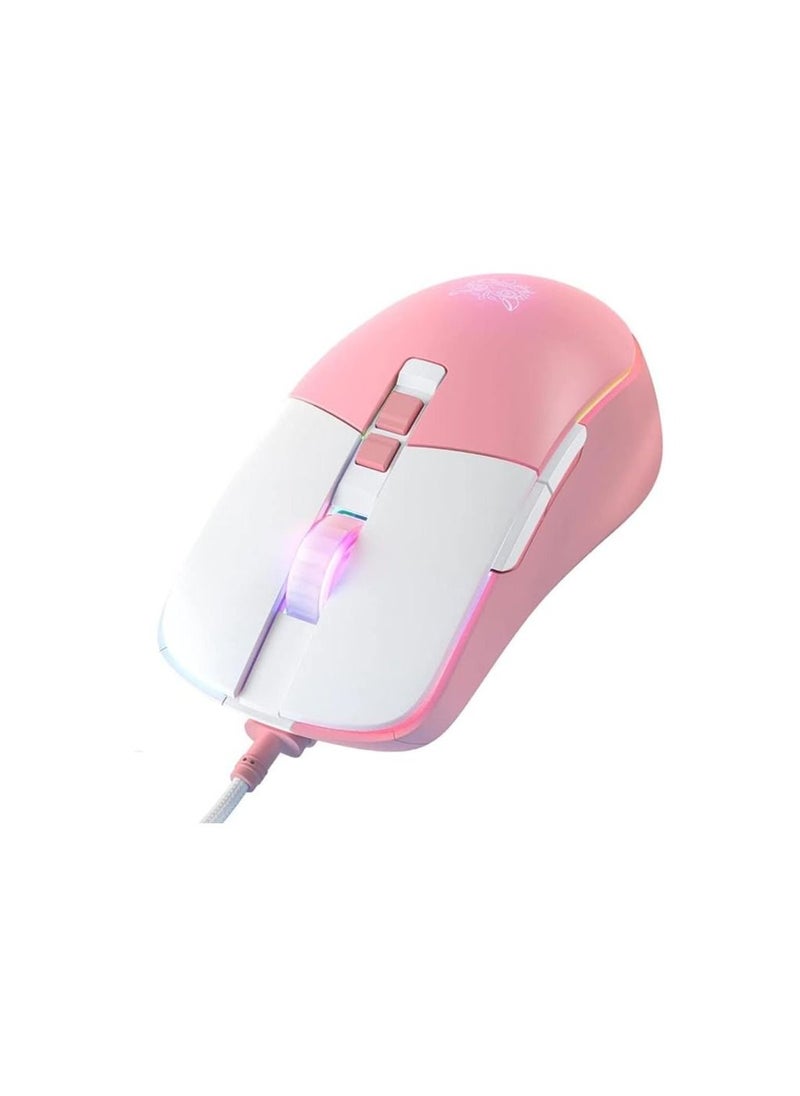 onikuma ONIKUMA CW916 Gaming Mouse – 7,200 DPI (Pink White)  - Image 2