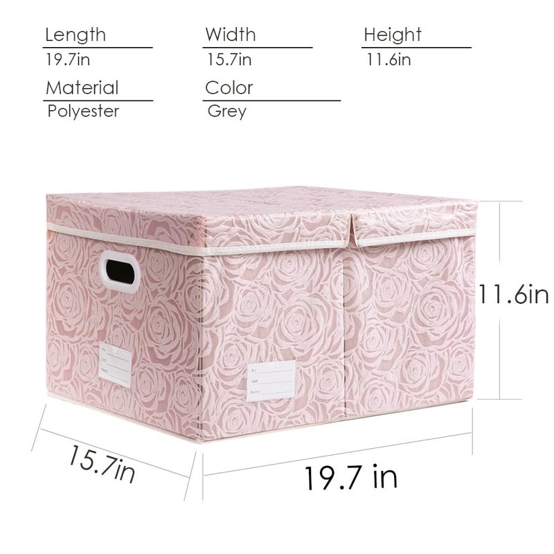 PRANDOM Extra Large Collapsible Storage Boxes with Lids Fabric Decorative Storage Bins Cubes Organizer Baskets with Cover Handles Divider for Bedroom Closet Living Room 19.7x15.7x11.6 Inch 3 Pack - Image 4