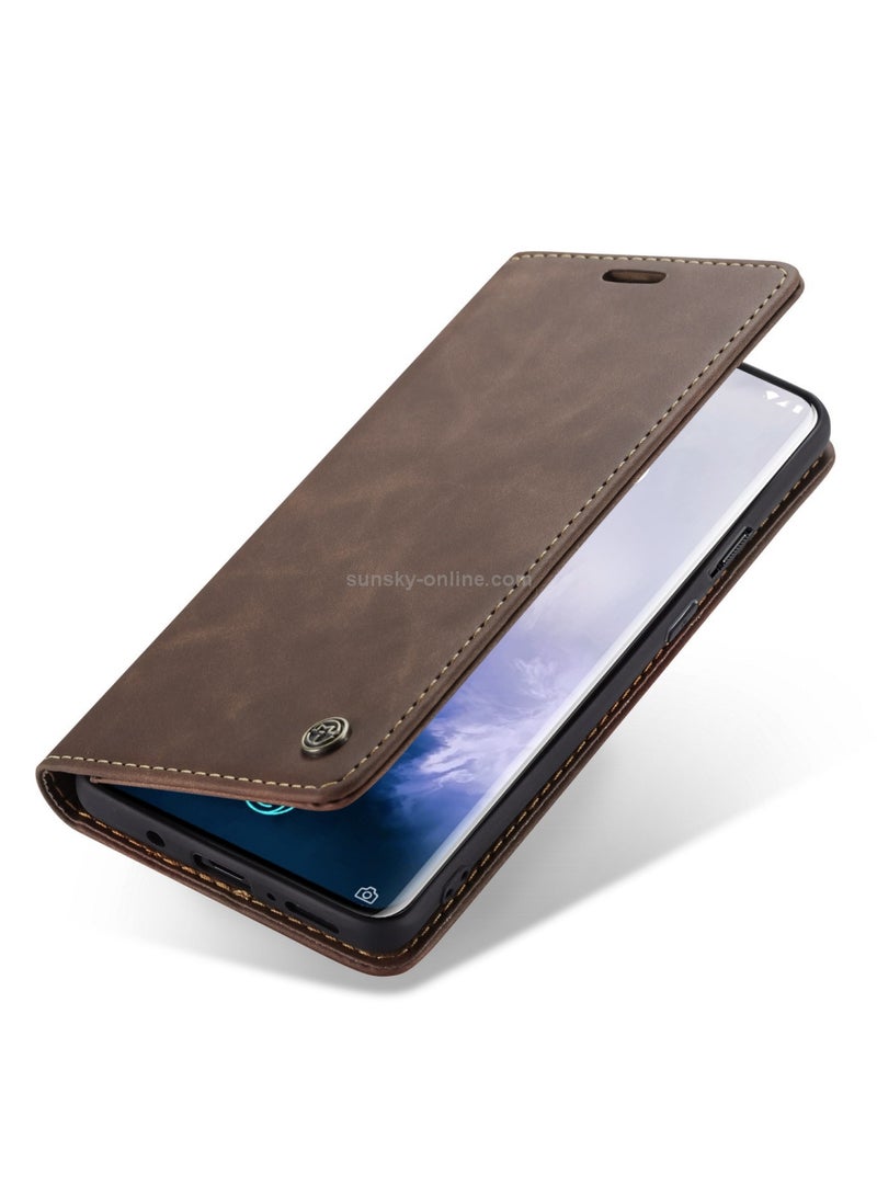 CaseMe Oneplus 7 Pro Case Wallet, for Oneplus 7 Pro Wallet Case Book Folding Flip Folio Case with Magnetic Kickstand Card Slots Protective Cover - Coffee - Image 4