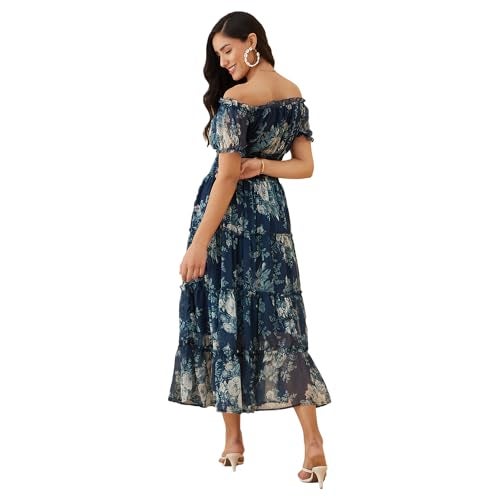 Rare Women's Regular Fit Fit and Flare Dress (EP7546F_Teal Blue Large) - Image 4