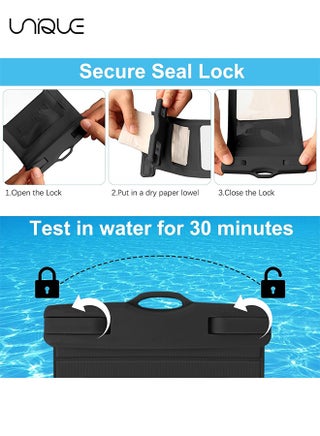 2 Pack IPX8 Water Proof Dry Bag Case - Neck Lanyard Underwater Universal Cell Phone Holder Large Protector for iPhone 16/15/14/13 Pro Max Plus etc (7.2 Inch) - Samsung Galaxy Huawei - Beach Pool Swimming Touchscreen Friendly Underwater Photography Dry Bag (White&Black) - view 3