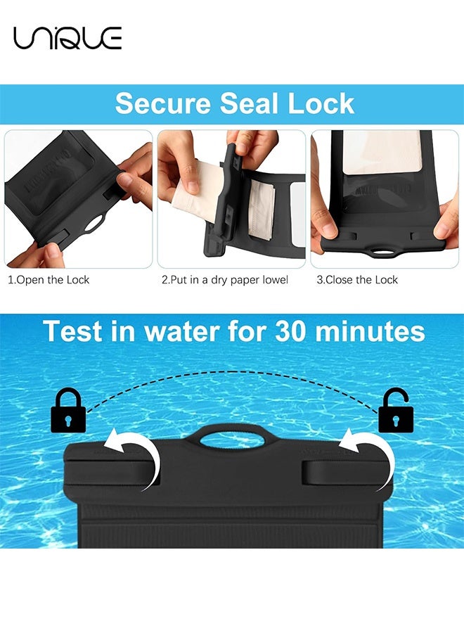 Unique 2 Pack IPX8 Water Proof Dry Bag Case - Neck Lanyard Underwater Universal Cell Phone Holder Large Protector for iPhone 16/15/14/13 Pro Max Plus etc (7.2 Inch) - Samsung Galaxy Huawei - Beach Pool Swimming Touchscreen Friendly Underwater Photography Dry Bag (White&Black) - Image 3