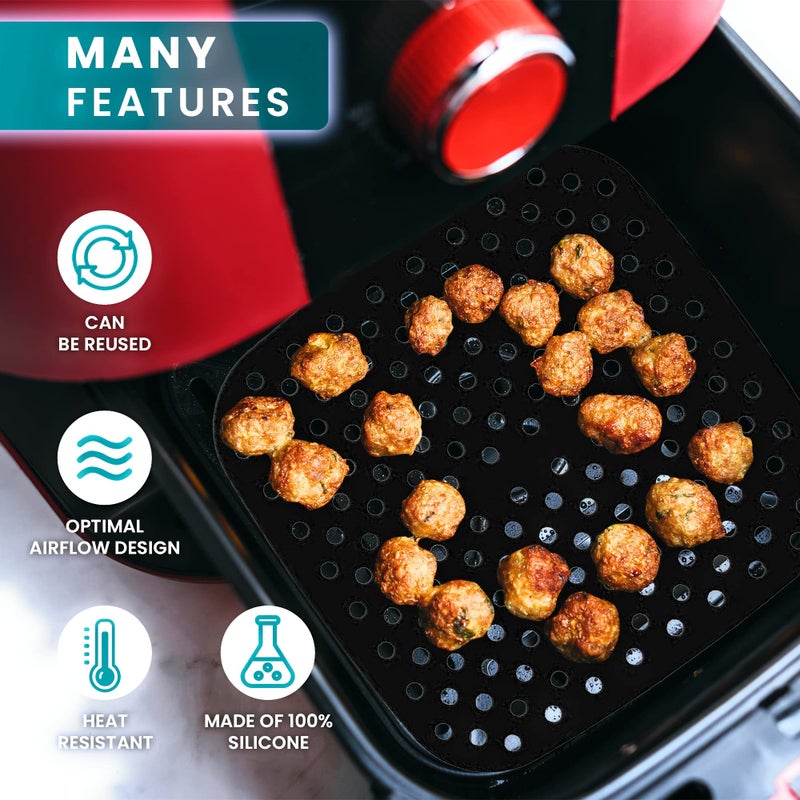 Air Fryer Silicone Liner – Reusable Air Fryer Liner -Air Fryer Liners Square – Soft and Flexible Air Fryer Silicone Accessories – Easy to Clean - Image 2