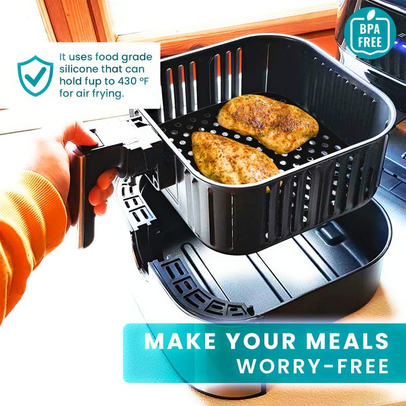Air Fryer Silicone Liner – Reusable Air Fryer Liner -Air Fryer Liners Square – Soft and Flexible Air Fryer Silicone Accessories – Easy to Clean - Image 3