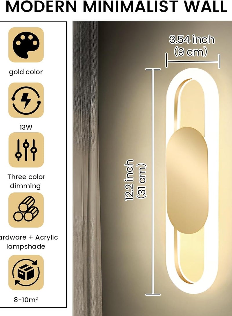 تارجت مصباح حائط عصري إبداعي باللون الذهبي غير اللامع، مقاس 31×9 سم - Image 4
