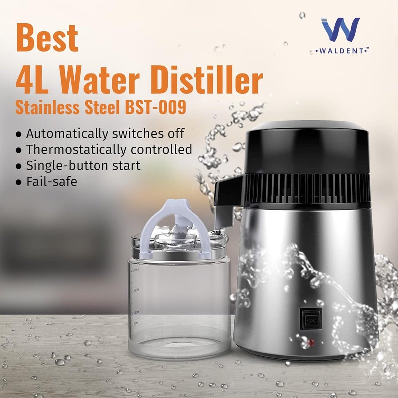 WALDENT Best 4L Water Distiller Stainless Steel Metal Bst009 for Dental and Multicolorpurpose Distillation - Image 2