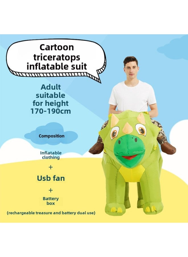 Funny Dress Funny Funny Dress Animal Mount Triceratops Dinosaur Children Inflatable Clothes Year Gift-Color:Cartoon Triceratops—adult  - Image 1