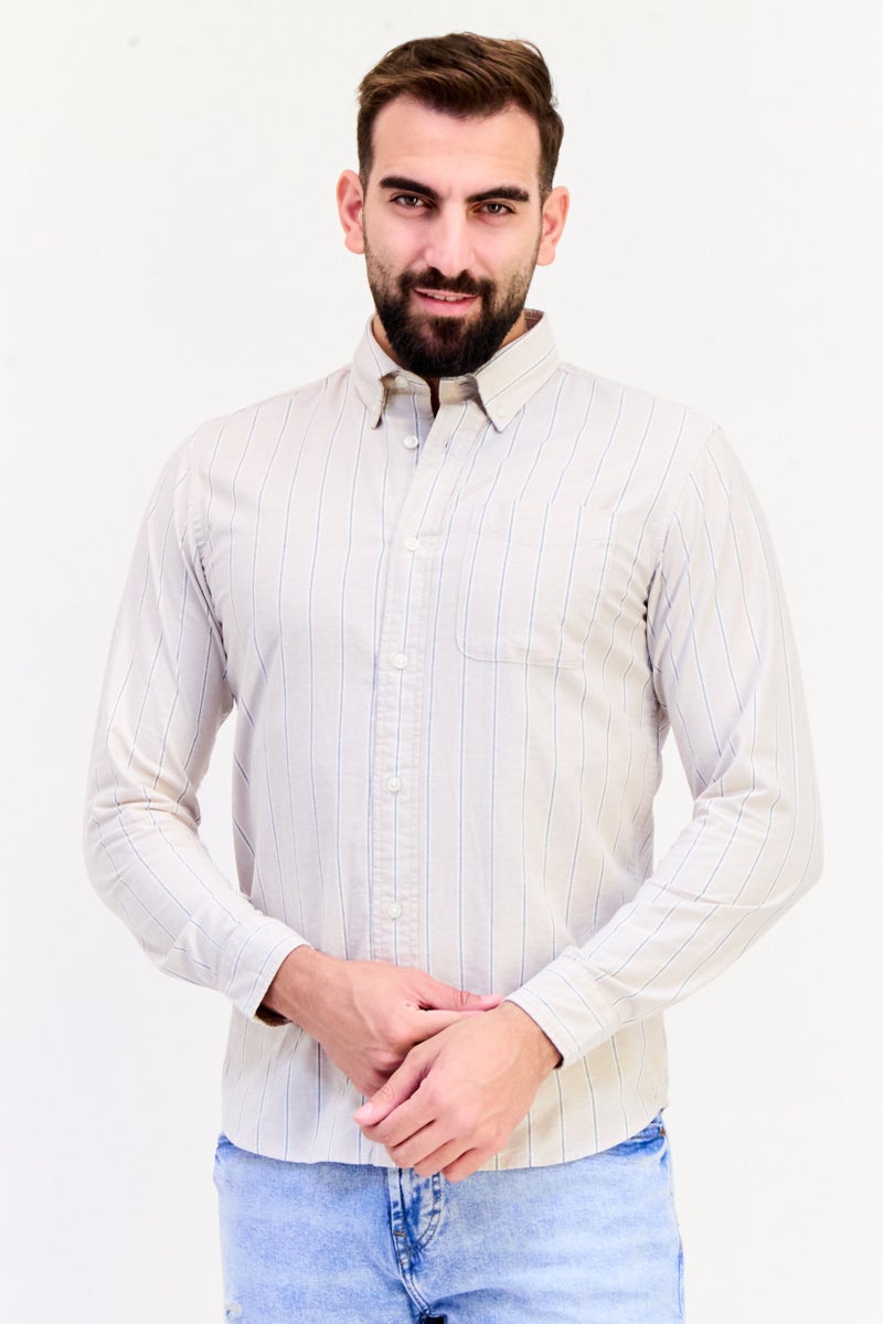 Jack Jones Men Slim Fit Stripe Long Sleeves Casual Shirt, Multicolor - Image 1