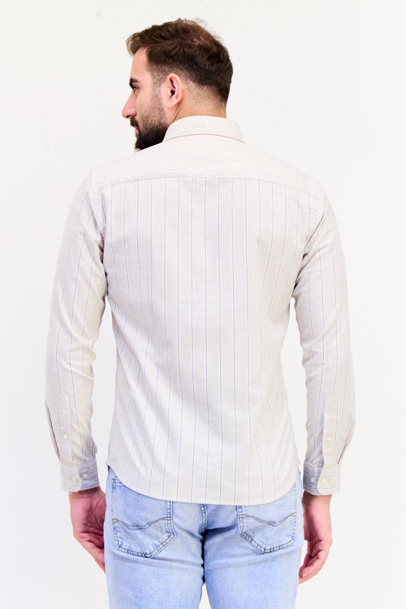 Jack Jones Men Slim Fit Stripe Long Sleeves Casual Shirt, Multicolor - Image 3