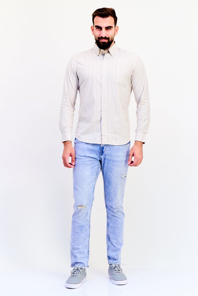 Jack Jones Men Slim Fit Stripe Long Sleeves Casual Shirt, Multicolor - Image 2