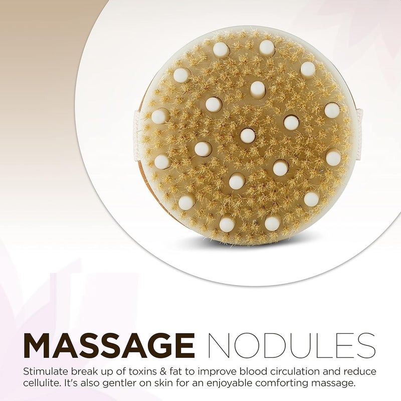 TINKDAS Wooden Bath Brush with Massaging Nodes for Dry brushing | Wet and Dry Bath Brush for Cellulite and Lymphatic, Suitable for all Skin Types - Image 5