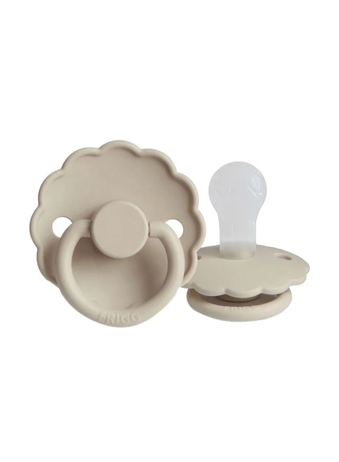 FRIGG Pack Of 1 Daisy Silicone Baby Pacifier 0-6M Sandstone - Size 1