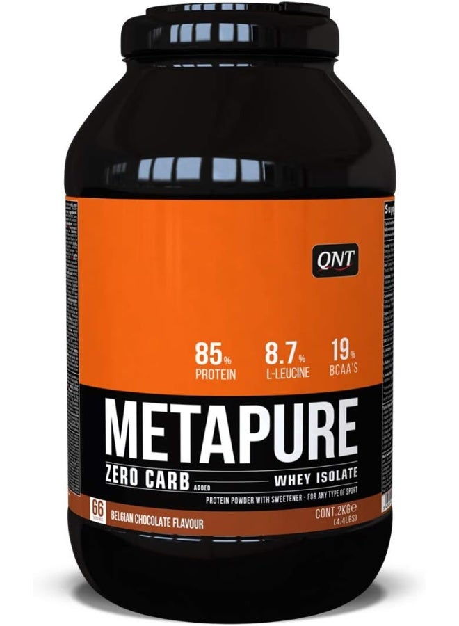 كيو ان تي QNT ميتابيور آيسولات واي بروتين | 100% واي آيسولات | 2 كجم | نكهة الشوكولاتة البلجيكية | 66 حصة (85% بروتين، 19% BCAA، 0 سكر) لتقوية وتطوير العضلات