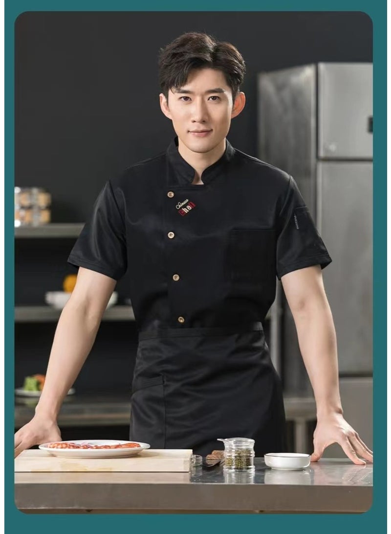 NIBEMINENT Men Head Chef Food service Kitchen Cooking Costume Pizzaiolo Cook Uniform Restaurant Chef's Jackets Bakery Cafe Working Clothes  - Image 1