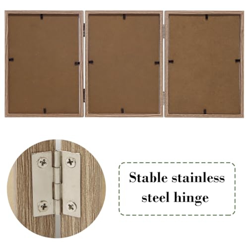 TOFOREVO 4x6 3 Picture Frame Triple Wooden Three Hinged Photo Frame Definition Glass Stand Vertically on Desktop or Tabletop - Image 4