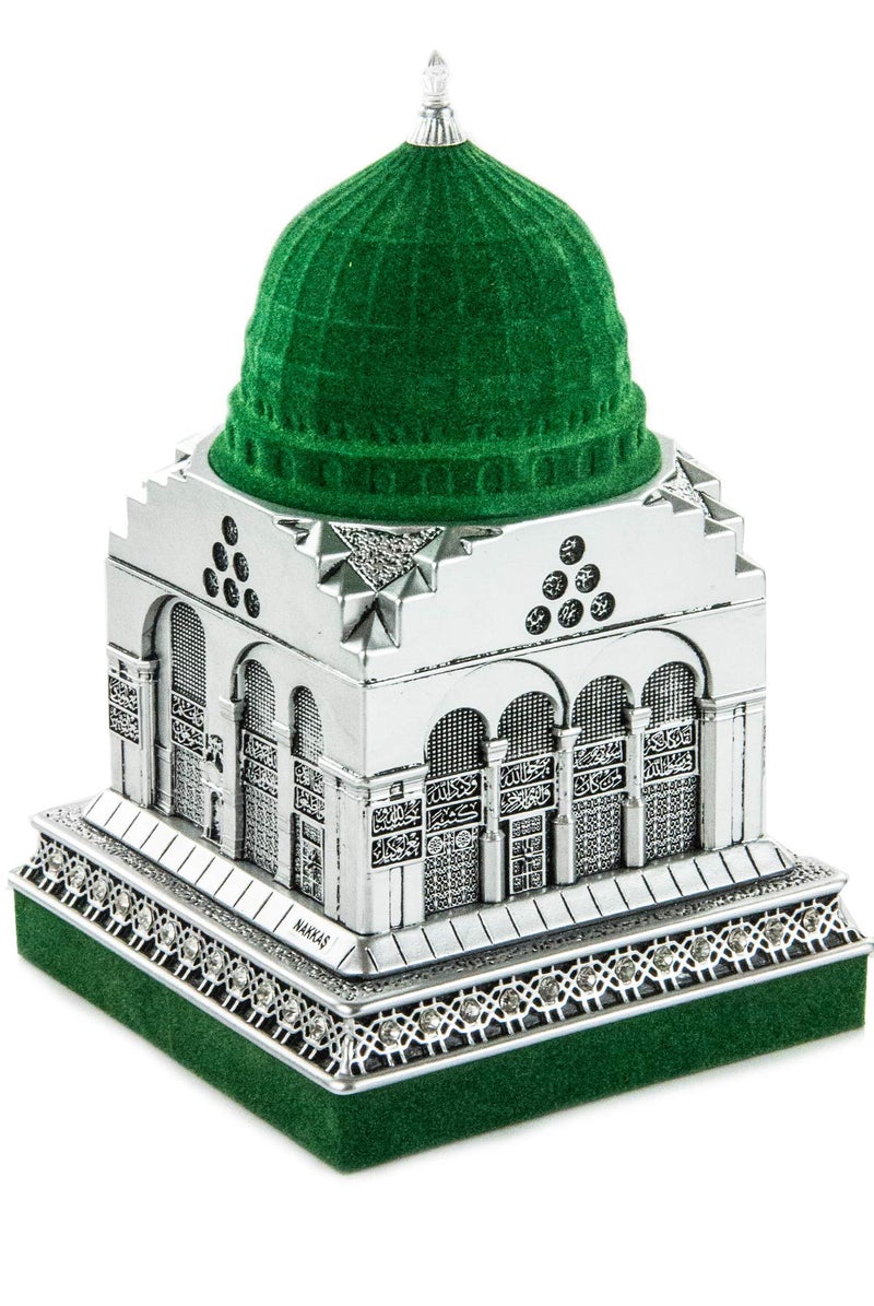 İhvan Online Islamic Home Decoration Muslim Table Art Decor AlMasjid anNabawi Replica Model Medina Prophet Mosque Ramadan Eid Gifts for Muslim Bookend Islamic Turkish Decor SizeLarge Color Silver