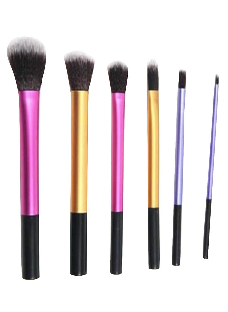 NIBEMINENT 6-Piece Makeup Brush Set With Foundation Puff Multicolour - Image 2