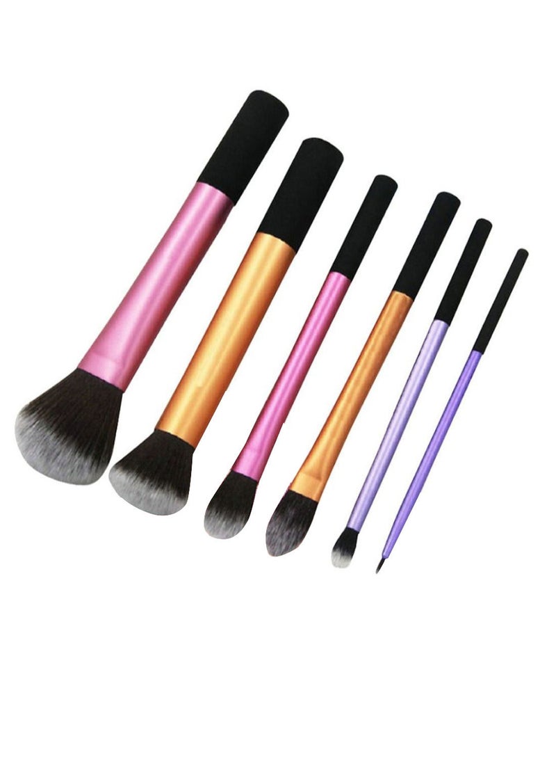 NIBEMINENT 6-Piece Makeup Brush Set With Foundation Puff Multicolour - Image 1