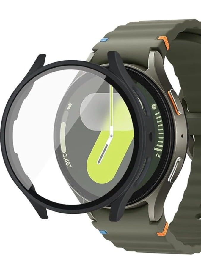 حافظة حماية شاشة متوافقة مع ساعة سامسونج جالاكسي واتش 7 مقاس 40 مم، مع واقي شاشة مدمج، غطاء حماية من البولي كربونات الصلب فائق النحافة ومضاد للخدش (أسود)