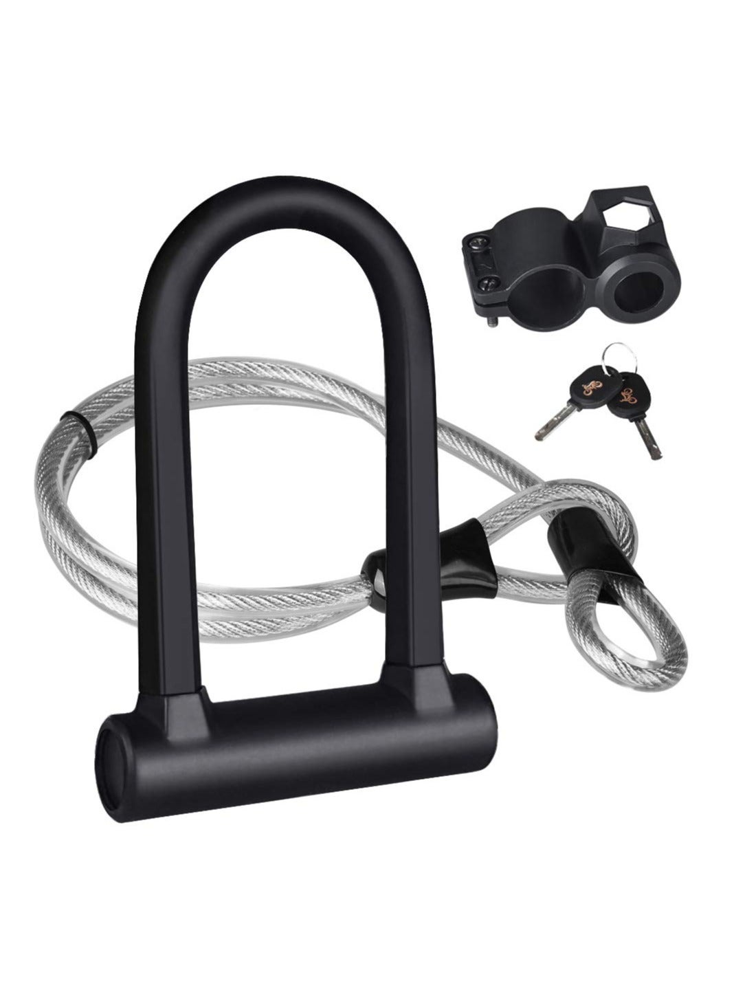 Heavy Duty Bike U Lock with 16mm Shackle, Secure Combination Lock and 4ft Security Cable, Ideal for E-Bikes, Mountain Bikes, and Road Bikes (Small Size)