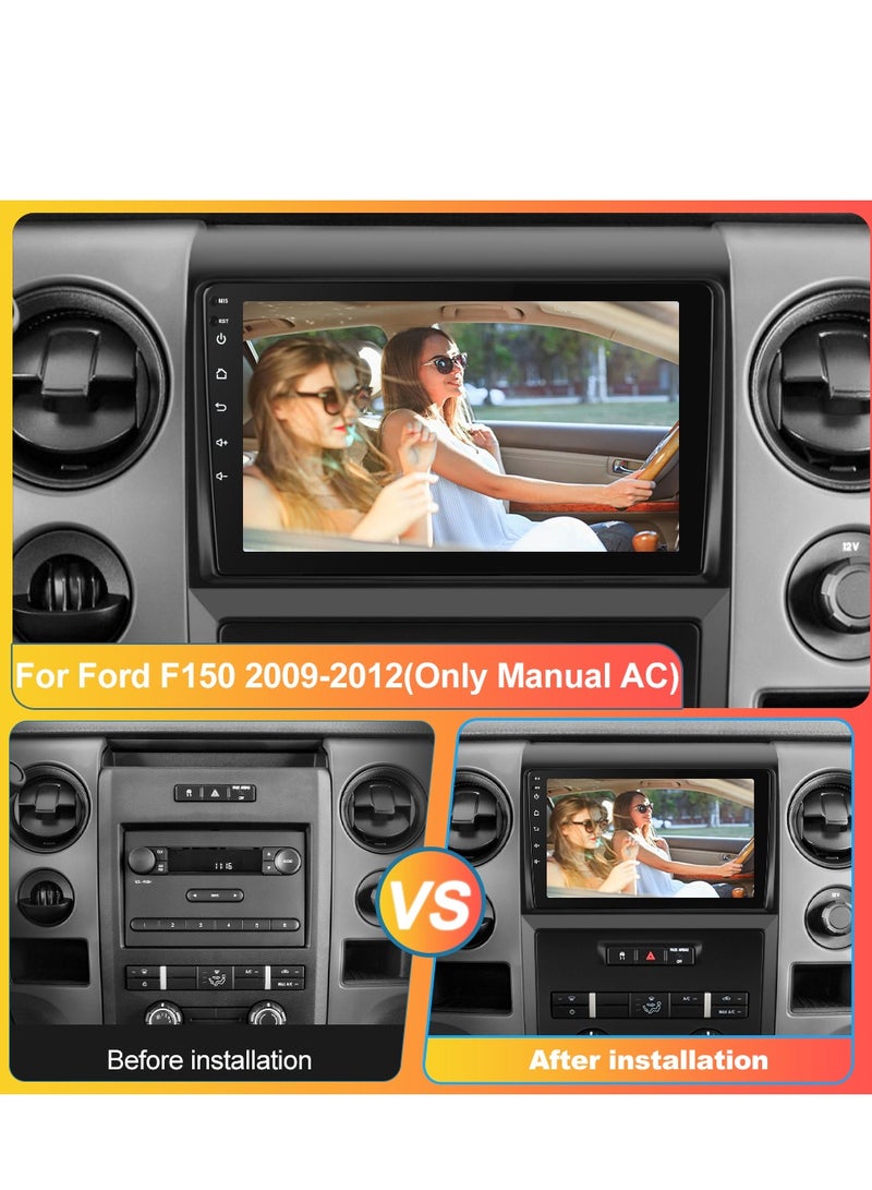 Junsun Car Stereo for Ford F150 2009 2010 2011 2012, Android 12 Radio Update with 9 inch HD Touchscreen Wireless Carplay Android Auto WiFi FM - 2G RAM 32G ROM - Image 1