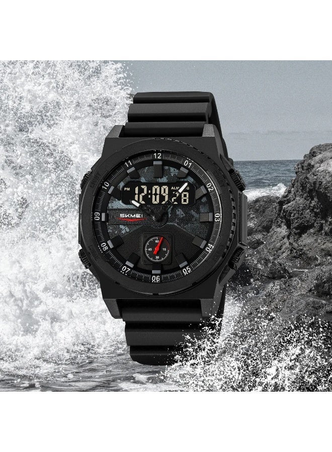 SKMEI 2355 Rugged Men’s Sports Watch – Dual Time, Water Resistant, Stopwatch, Backlight, Black - Image 2
