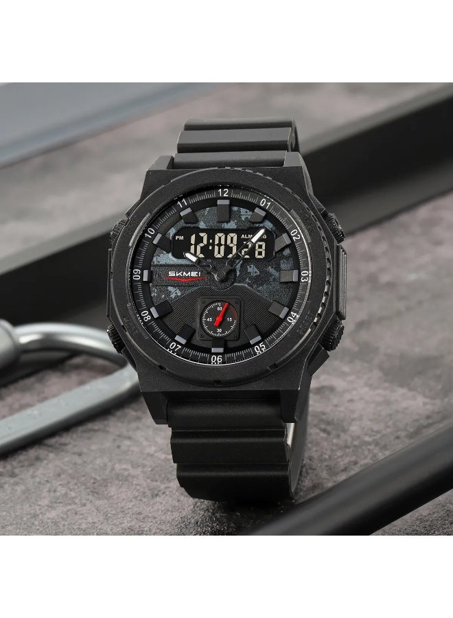 SKMEI 2355 Rugged Men’s Sports Watch – Dual Time, Water Resistant, Stopwatch, Backlight, Black - Image 3