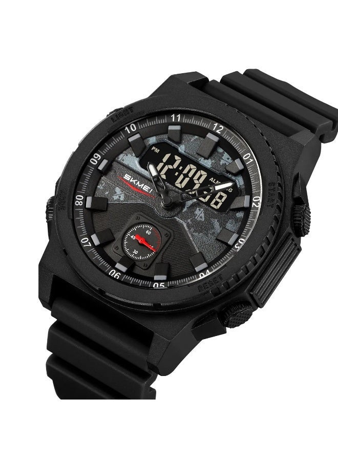 SKMEI 2355 Rugged Men’s Sports Watch – Dual Time, Water Resistant, Stopwatch, Backlight, Black - Image 1
