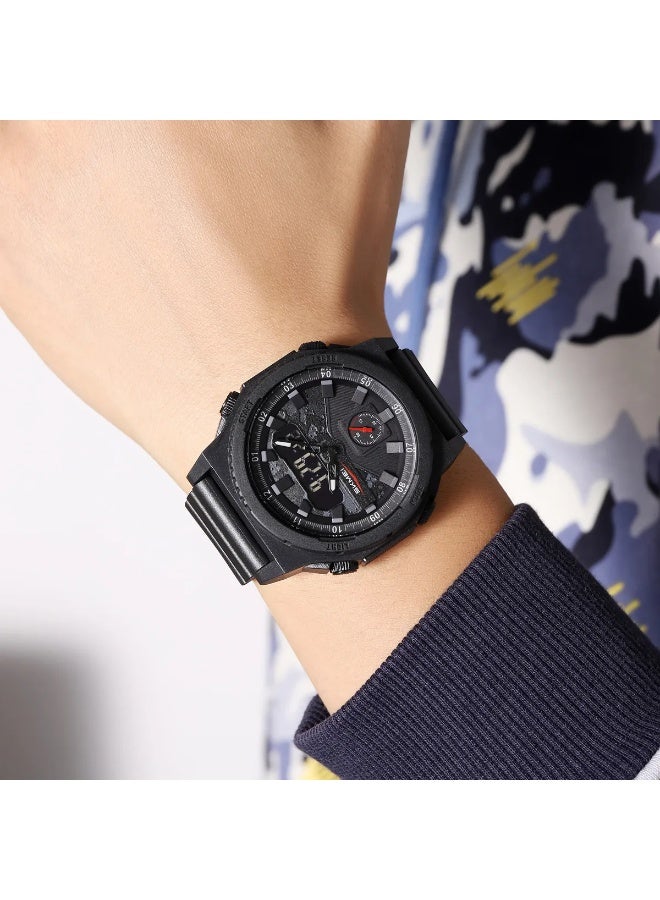 SKMEI 2355 Rugged Men’s Sports Watch – Dual Time, Water Resistant, Stopwatch, Backlight, Black - Image 5