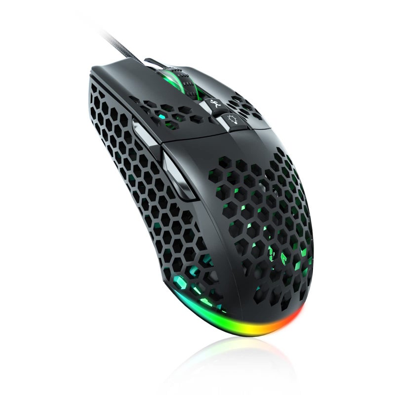 SOLAKAKA SM900 Gaming Mouse Wired with RGB,Honeycomb Shell,12800 DPI Wired Gaming Mouse with Buttons,Computer Mouse for Laptop/PC,Black - Image 1