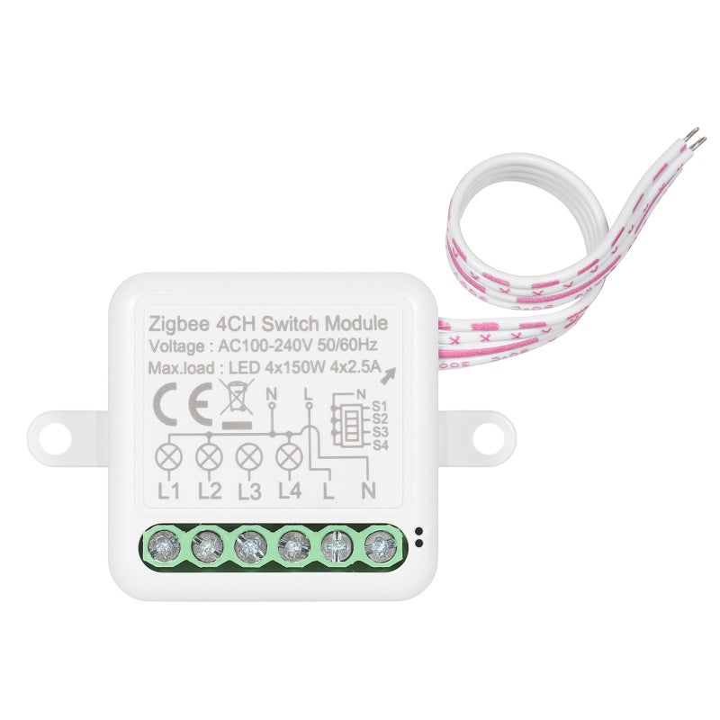4CH Zigbee Mini Smart Switch Relay Module Support 2 Way Control Switch for Smart Home Automation, Google Home - Image 1