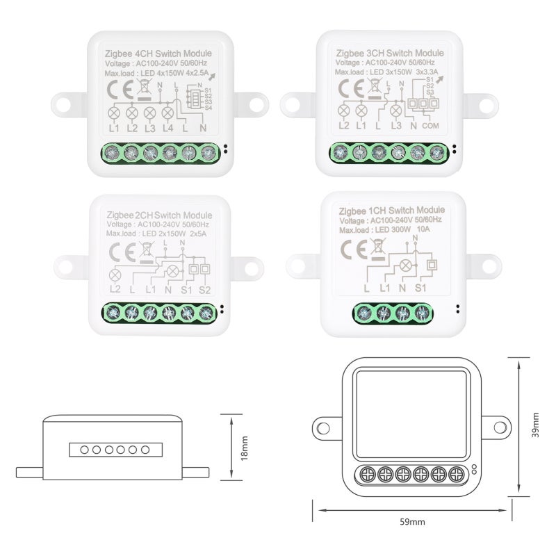 4CH Zigbee Mini Smart Switch Relay Module Support 2 Way Control Switch for Smart Home Automation, Google Home - Image 2
