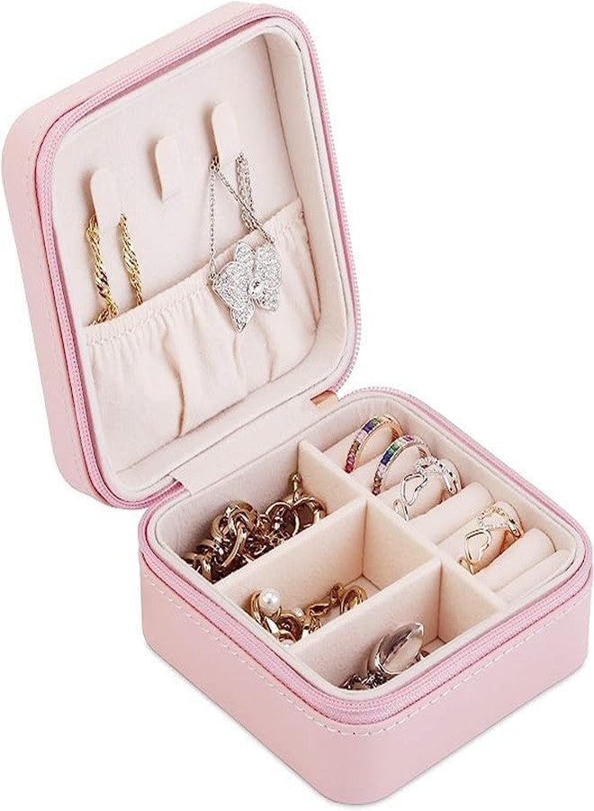 Hocimit Jewellery Box for Women, Girls, Children, Travel Small Jewellery Storage Box for Necklaces, Earrings and Bracelets, Pink, Polyvinyl Chloride PVC (multicolor) - Image 1