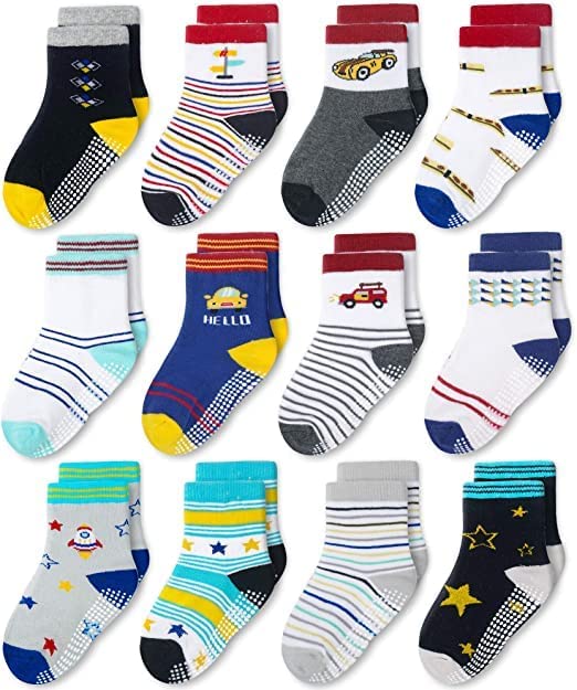 TEDDYIFY Non-Slip Kids Toddler Socks With Grip, Assorted Prints, Anti-Skid for Babies, Crawling With Grippers (Colors and Designs as per Availability) (4-5 Years, 4) - Image 1