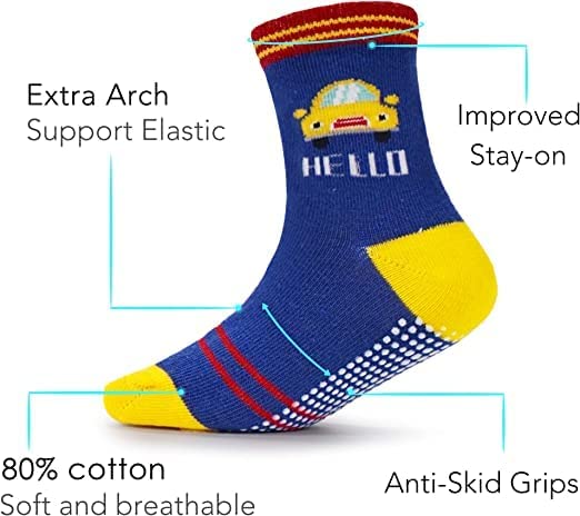 TEDDYIFY Non-Slip Kids Toddler Socks With Grip, Assorted Prints, Anti-Skid for Babies, Crawling With Grippers (Colors and Designs as per Availability) (4-5 Years, 4) - Image 3