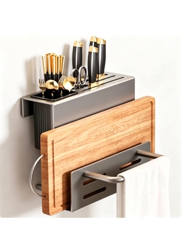 Arabest Cutting Board Holder,Kitchen Multi- Storage Rack,Drain Tray Utensil Holders with Towel Rack,Knife Block Holder,Kitchen Organizer Rack for Cabinet and Countertop - Image 1