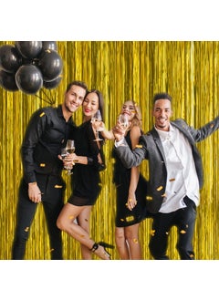 Malvina Malvina Metallic Tinsel Foil Fringe Curtains for Party Photo Backdrop Wedding Decor GoldPack of 01  - Image 3