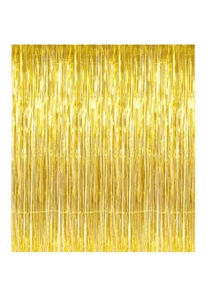 Malvina Malvina Metallic Tinsel Foil Fringe Curtains for Party Photo Backdrop Wedding Decor GoldPack of 01  - Image 1