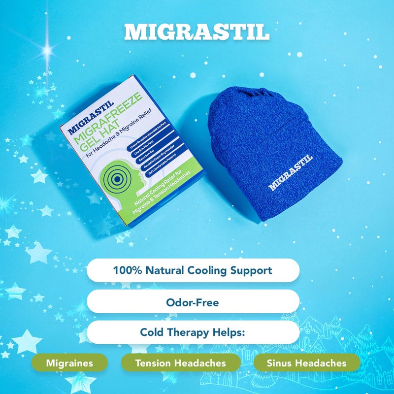 Basic Vigor Migrastil MigraFreeze Deluxe Headache & Migraine Hat. Soft, Flexible Cooling Gel Cap for Men & Women. Form Fitting Ice Pack and Head Wrap with Zippered Storage Bag. Comfortable, No-Pain Design. - Image 2