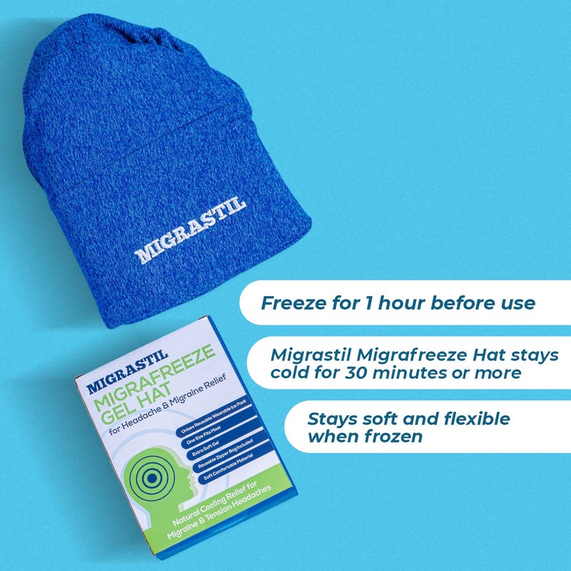 Basic Vigor Migrastil MigraFreeze Deluxe Headache & Migraine Hat. Soft, Flexible Cooling Gel Cap for Men & Women. Form Fitting Ice Pack and Head Wrap with Zippered Storage Bag. Comfortable, No-Pain Design. - Image 5
