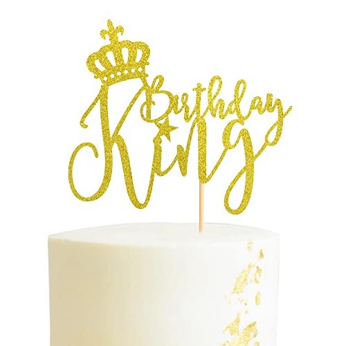 Arthsdite King Birthday Cake Topper Boy Prince 1st 2nd 3rd 10th 13th 18th 21st 30th 40th 50th Birthday Cake TopperGender Reveal Party Decorations Gold Glitter - Image 1