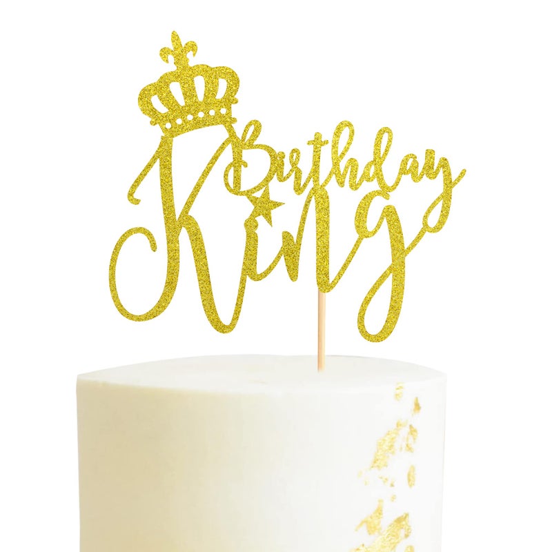 Arthsdite King Birthday Cake Topper Boy Prince 1st 2nd 3rd 10th 13th 18th 21st 30th 40th 50th Birthday Cake TopperGender Reveal Party Decorations Gold Glitter - Image 2
