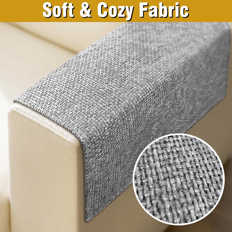 LovoGemy Couch Arm Covers, Sofa Arm Covers, Waterproof Armrest Cover for Sofa, Armchair, Loveseat, Non-Slip Recliner Arm Cover, Headrest Cover, Arm Chair Covers Set of 2 (Light Gray, 24"Ã—20") - Image 4