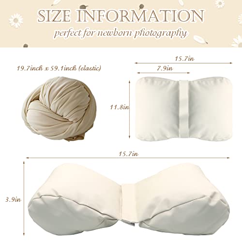 SPOKKI Newborn Baby Photography Butterfly Posing Pillow, Baby Photoshoot Props with Long Ripple Beige Pearl Wrap Outfits for Boy Girl Princess - Image 2
